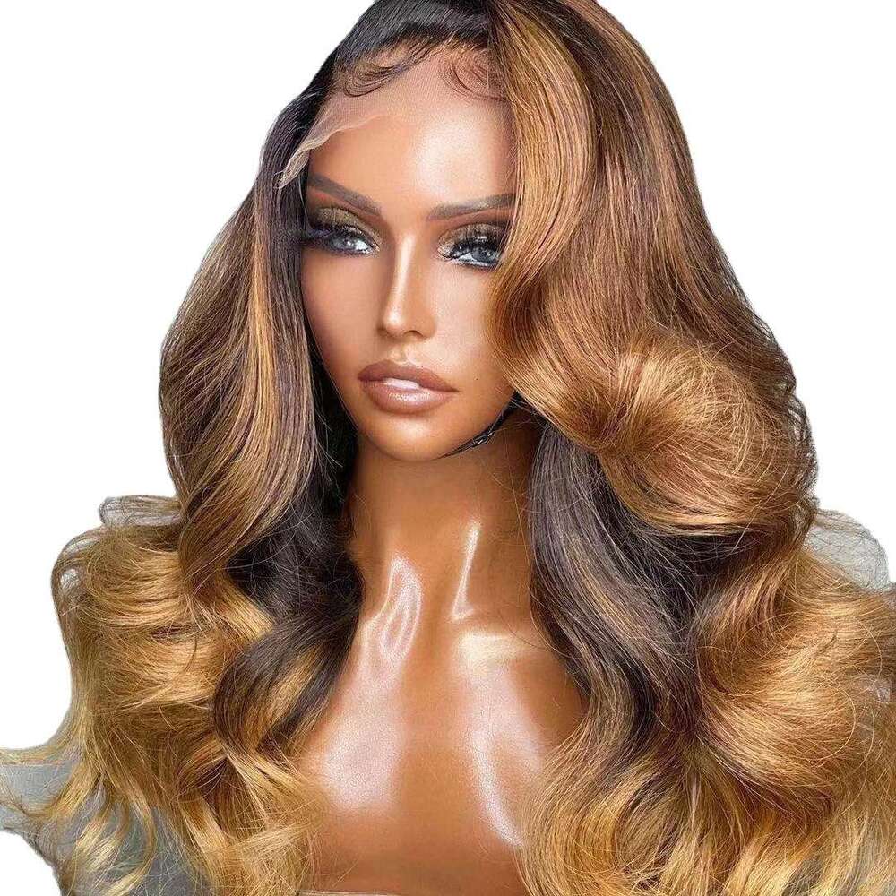 Wig, Women's Front Lace Synthetic Headband, Brown Mixed Color, Medium Length Curly Hair Kq2 Kq2