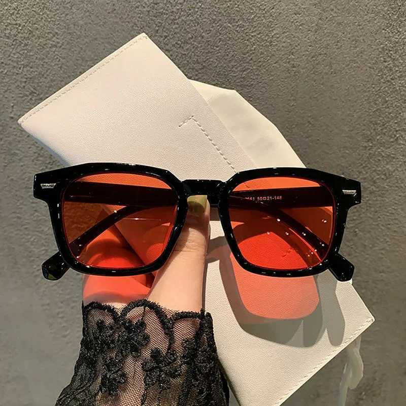 Fashion Retro Square Sunglasses Colorful Lens Black Transparent Frame Sun Glasses Outdoor Sports Ridding Women Men EyewearXJ241228