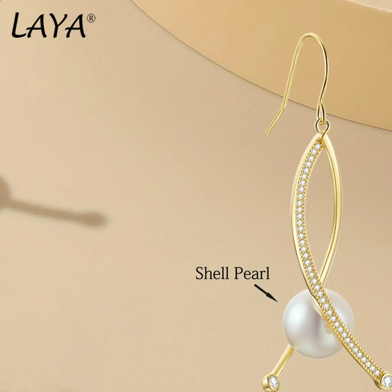 LAYA 925 Sterling Silver Pearl Long Dangle Earrings For Women Minimalist Korean Style Engagement Wedding Earring Fine Jewelry 241226