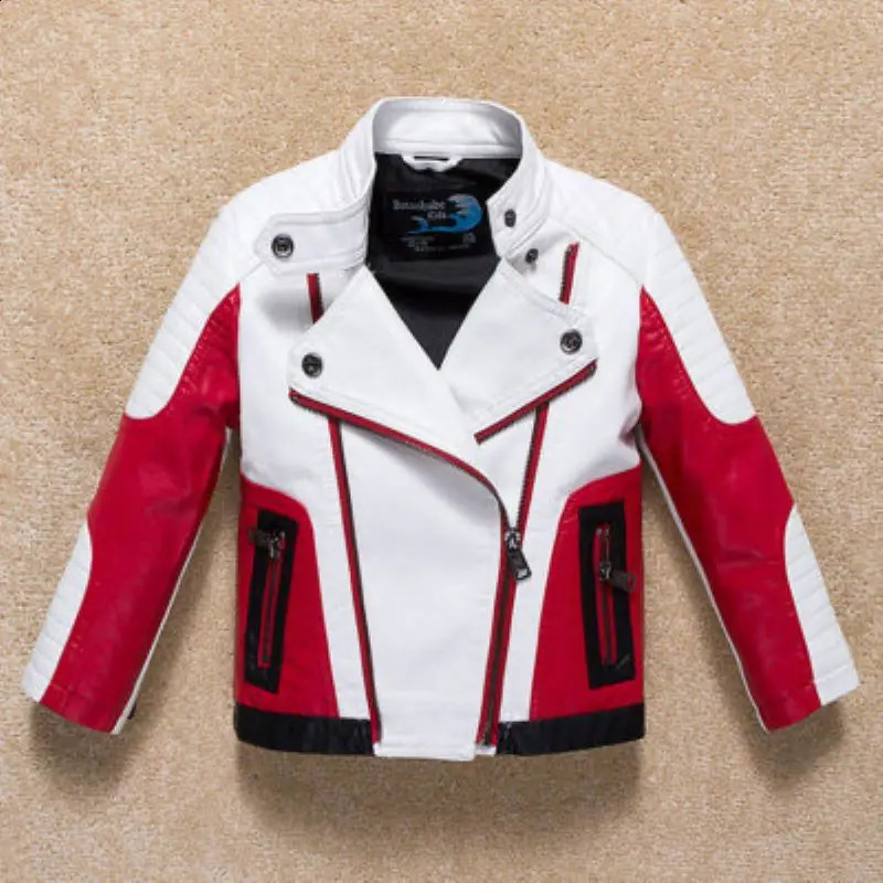 Handsome Cool Boys Leather Motor Jacket For Autumn Spring Kids Warm Coat Bomber Baby Toddler Winter Clothes 241227