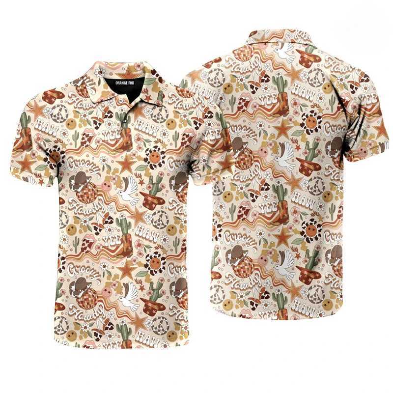 Boots Pattern Retro Full Printed shirt Shirt Mens Clothing Harajuku Lapel Short Sleeve Shirts 3D Print Graphic 2025 Fashion Tee X241228