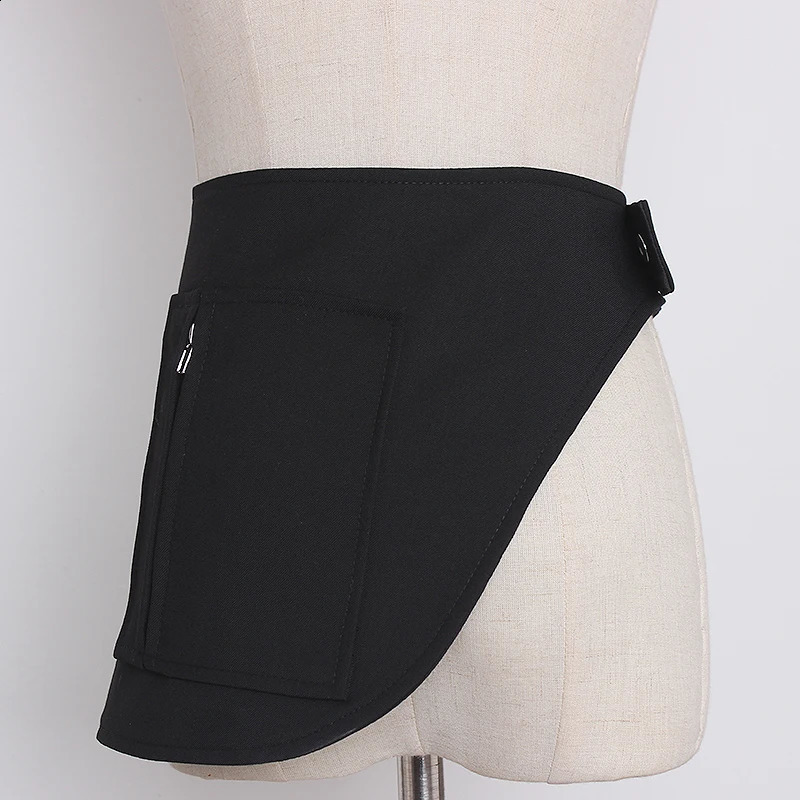 Womens runway fashion black fabric Cummerbunds female Dress coat Corsets Waistband Belts decoration wide belt R3358 241227