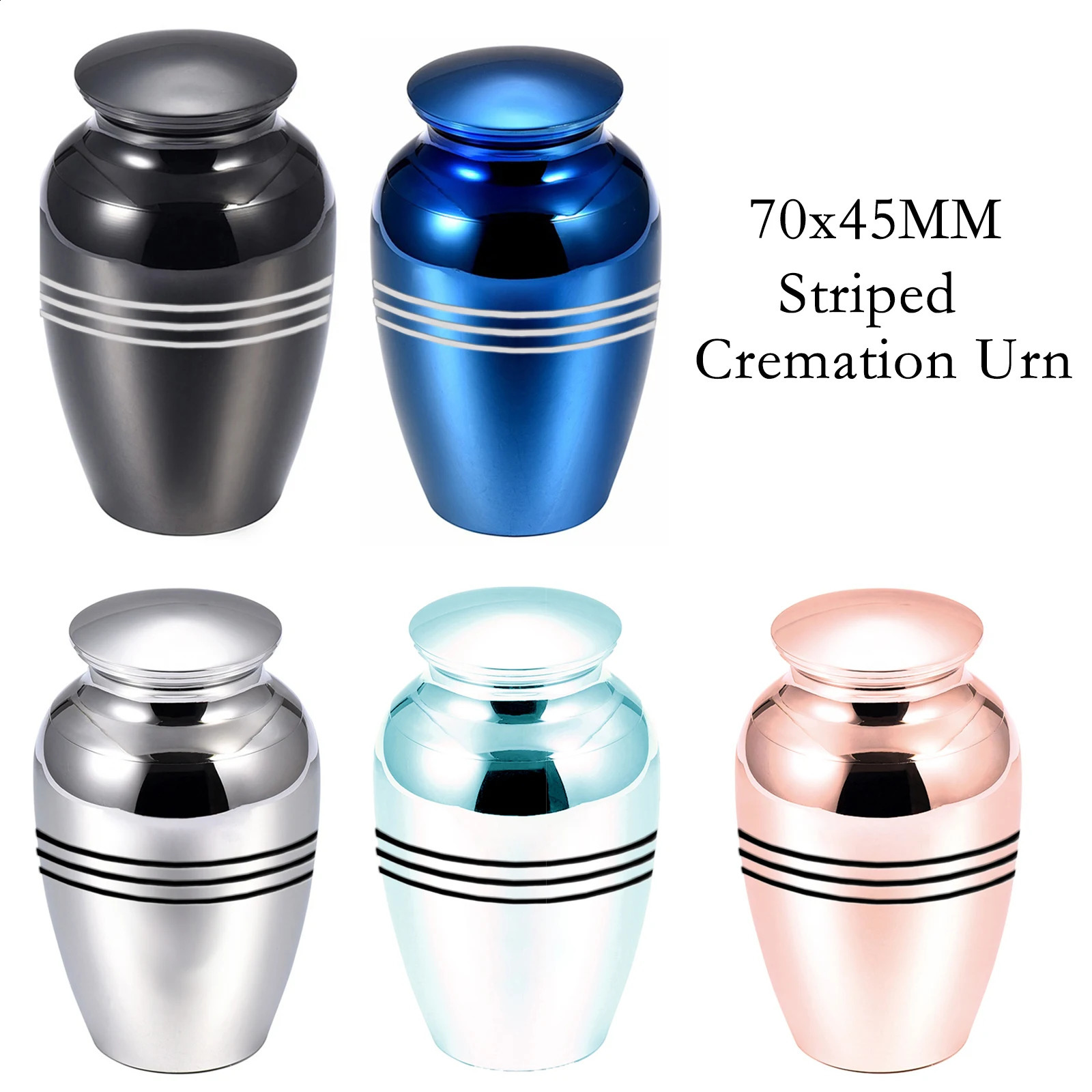 Striped cremation urn for human ashes pet ashes keepsake small stainless steel ashes holder funeral ashes memorial container 241225