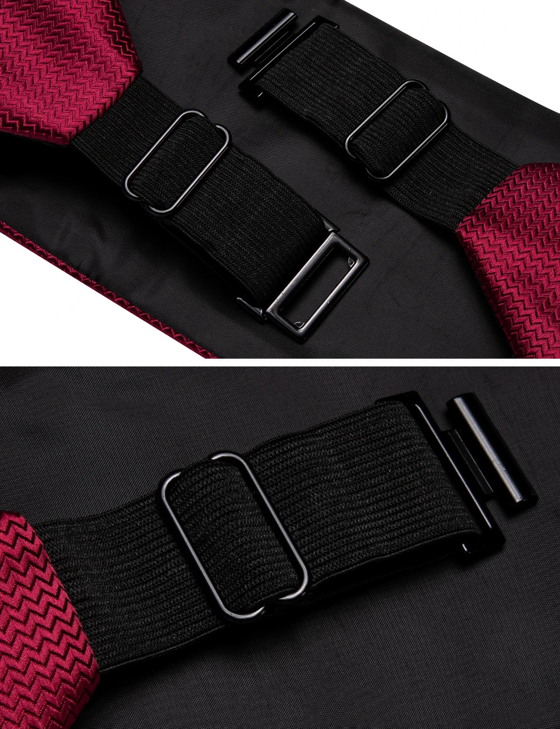 Elegant Wine Red Men Silk Cummerbund For Tuxedo Classic Wave Bowtie Pocket Square Cufflinks Sets Wedding Party Barry. Wang 1067 241227