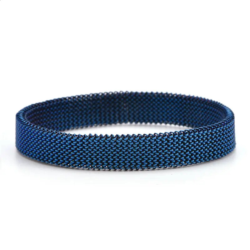 Fashion Stainless Steel Jewelry Elastic Spring Wrist Band Stretch Mesh Bracelets Unique Colorful Bangles 241227