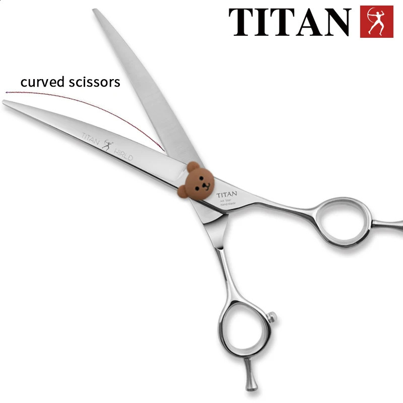 TITAN 7075 inch Professional Pet Grooming Shears Fishbone Teeth StraightCurved Chunker Scissors Dog Beauty Scissors 241224