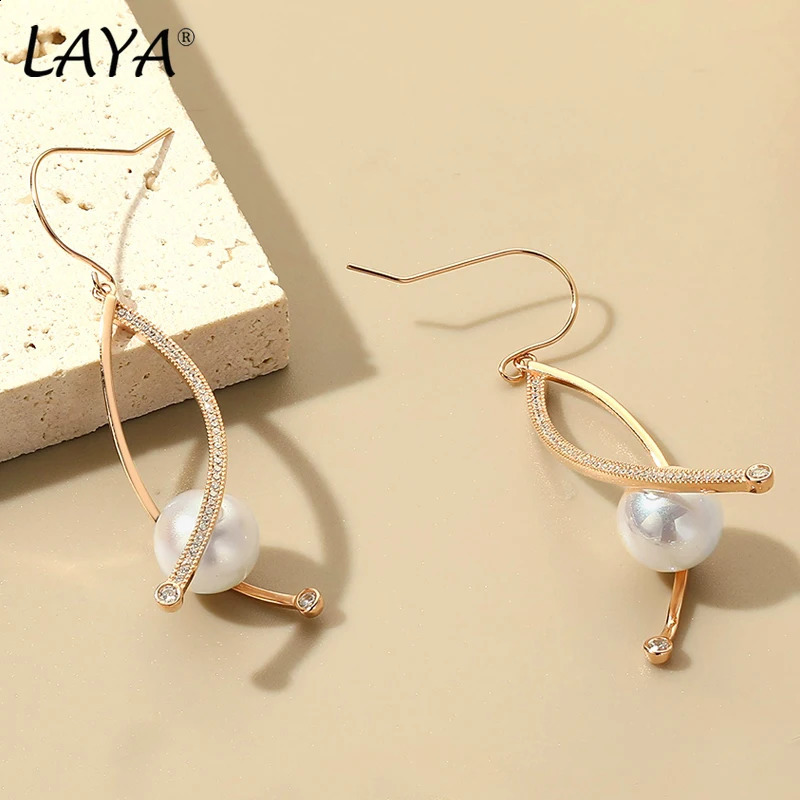 LAYA 925 Sterling Silver Pearl Long Dangle Earrings For Women Minimalist Korean Style Engagement Wedding Earring Fine Jewelry 241226
