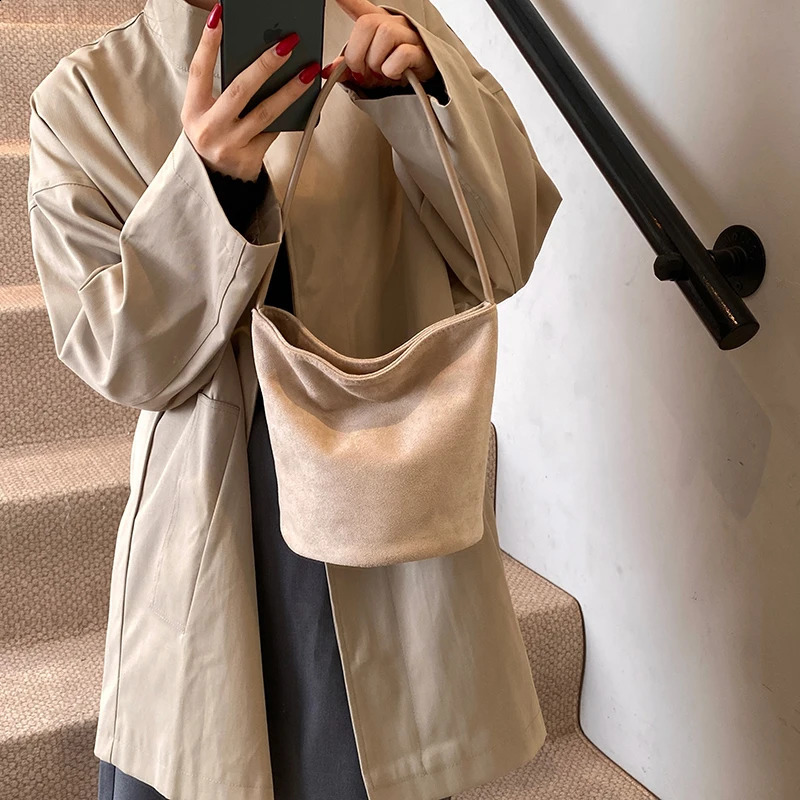 Suede Hobo Bag for Women Retro Handbag Purse Mini Tote Bags Vintage Shoulder Bag Trendy Purses Clutch Top Handle Bag 241228