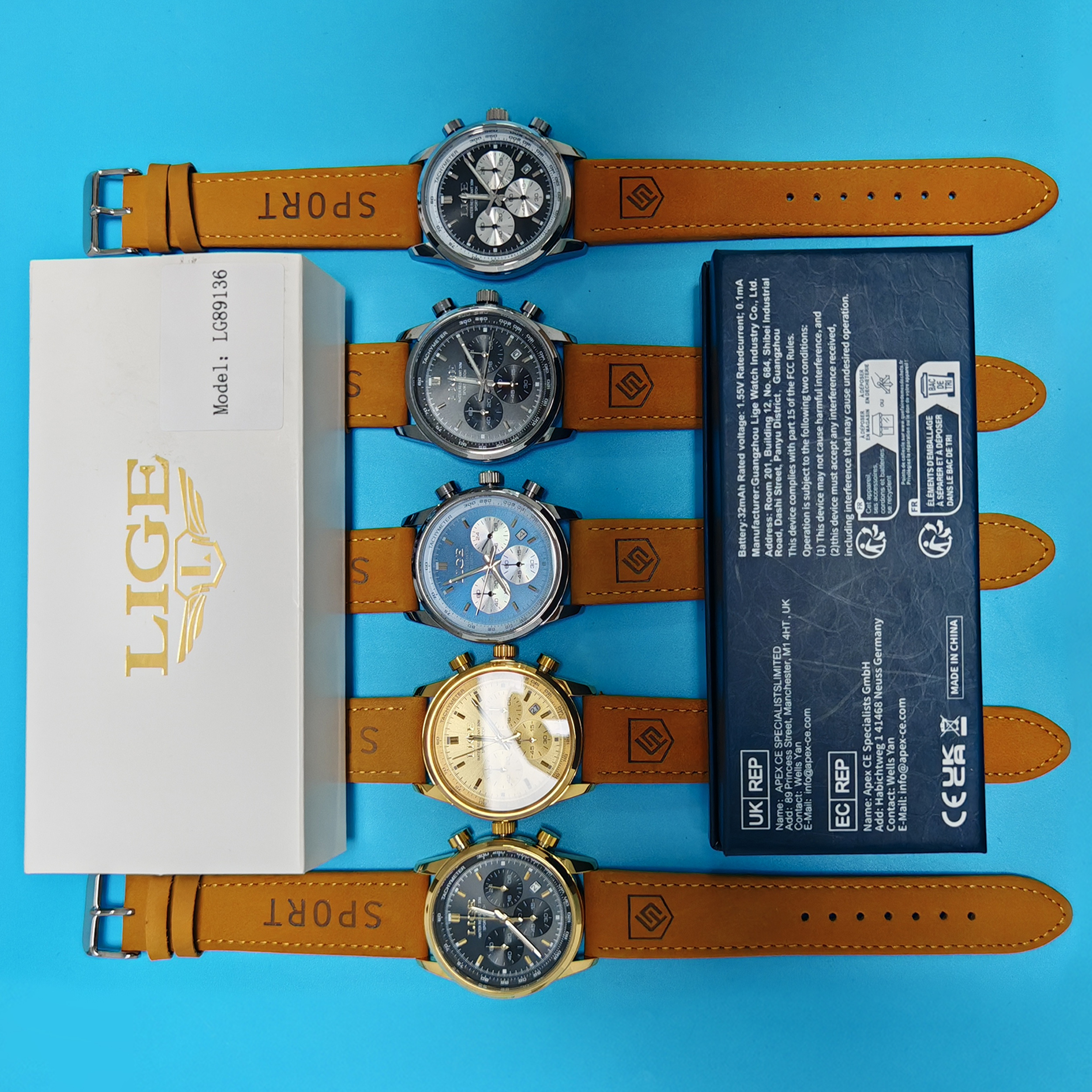 LIGE Luxury Mens Watches High Quality Waterproof Chronograph Luminous Man Wristwatch Leather Men Quartz Watch Casual
