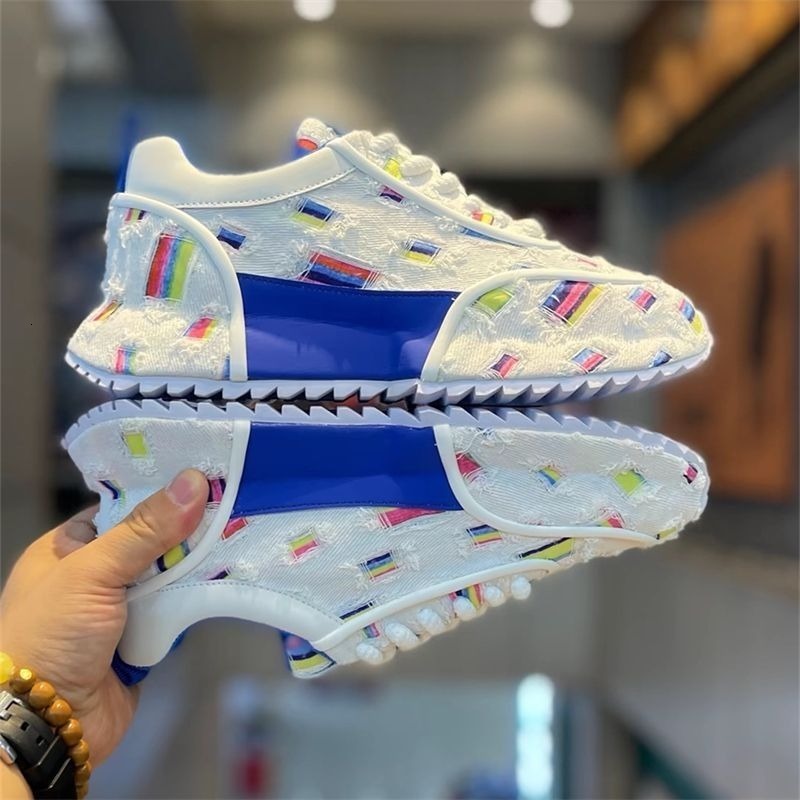Mens Sneakers Platform for Spring Autumn Moccasins Trend Designer Colorful Stripe Cover Bottom Canvas Men Shoes New ddmythur