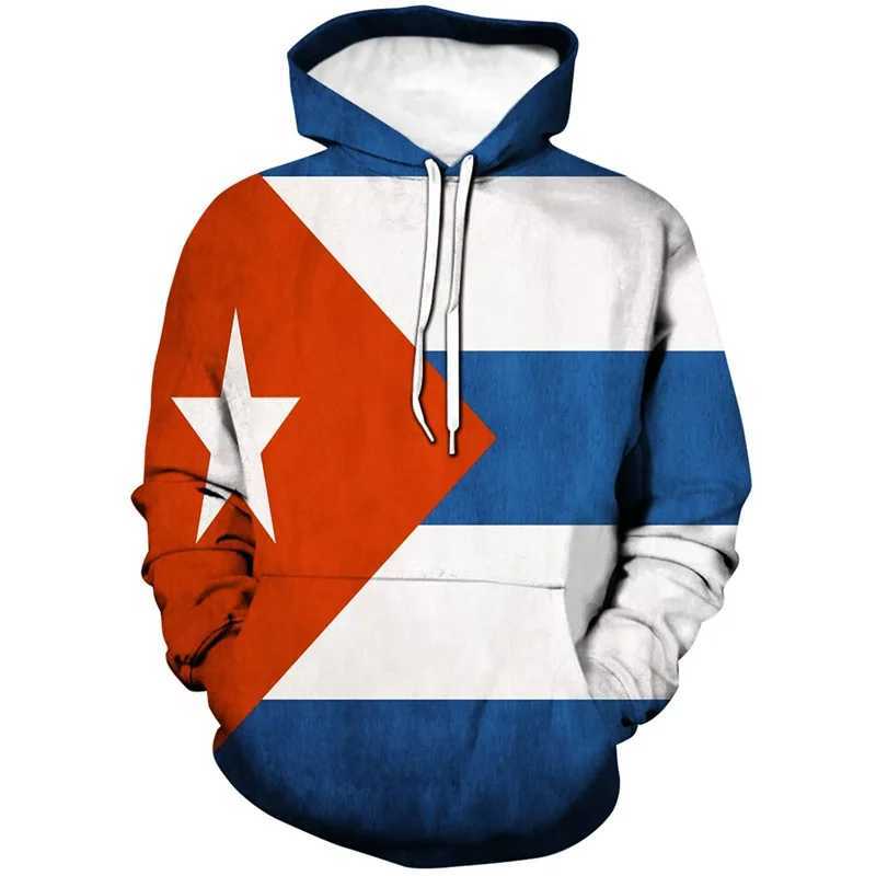 3D Printed Cuba Flag Hoodie For Men New In Long Sleeves Sweatshirts Pullover Tops Fashion Sports Running Oversized Hoodies X241228