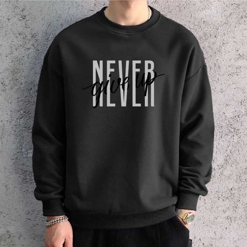 Mens Oversized Graphic Sweatshirt Hooded Korean Trendy Letters Printed Long Sleeve T-shirt Cotton Hip Hop Sports Top Men Clothes X241228