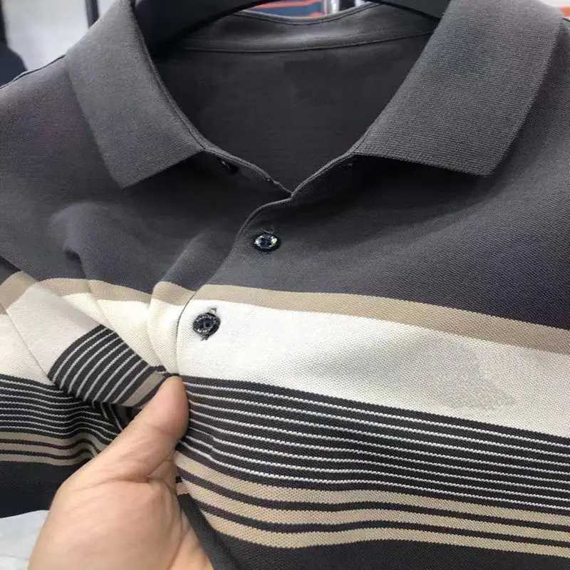 Summer Cotton Korean Smart casual short sleeved shirt shirt mens patch work board printed stripe lapel button loose top X241228