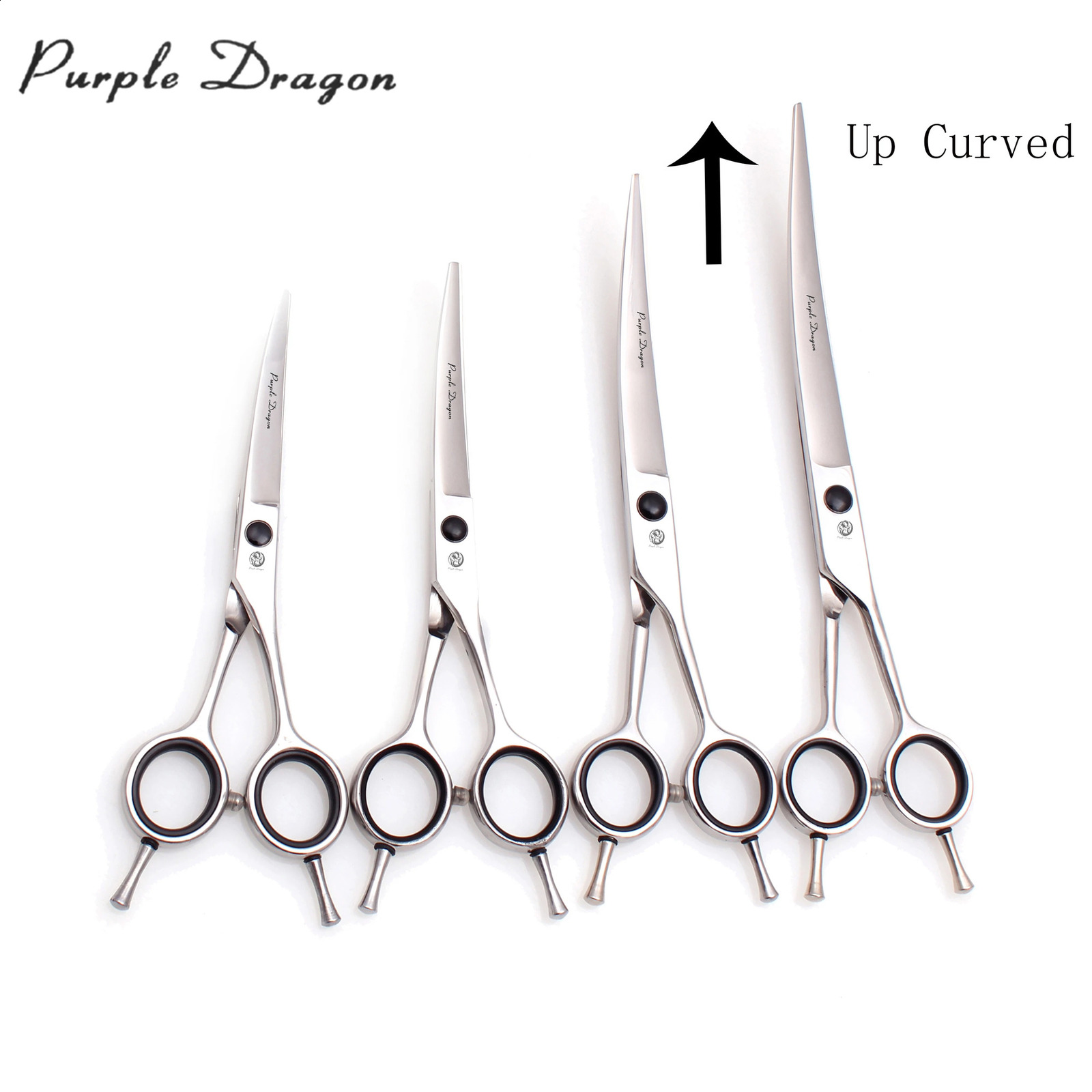 Professional Barber Scissors Purple Dragon Japan 440C Silver Hairdressing Cutting Scissors Up Curved Scissors BarberShop Z1027 241227