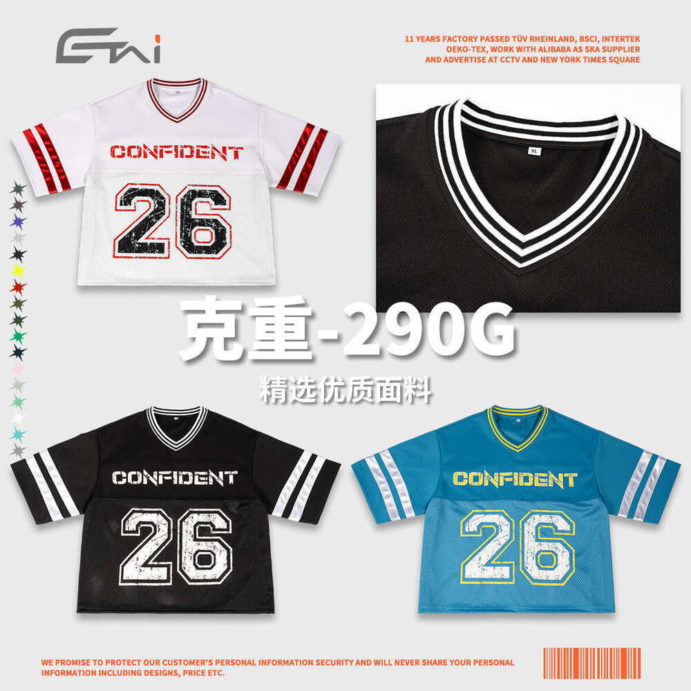 Wear | and Wide American Mesh Shirt T-shirt High Quality Trendy Brand Contrast Short Sleeve Men's T