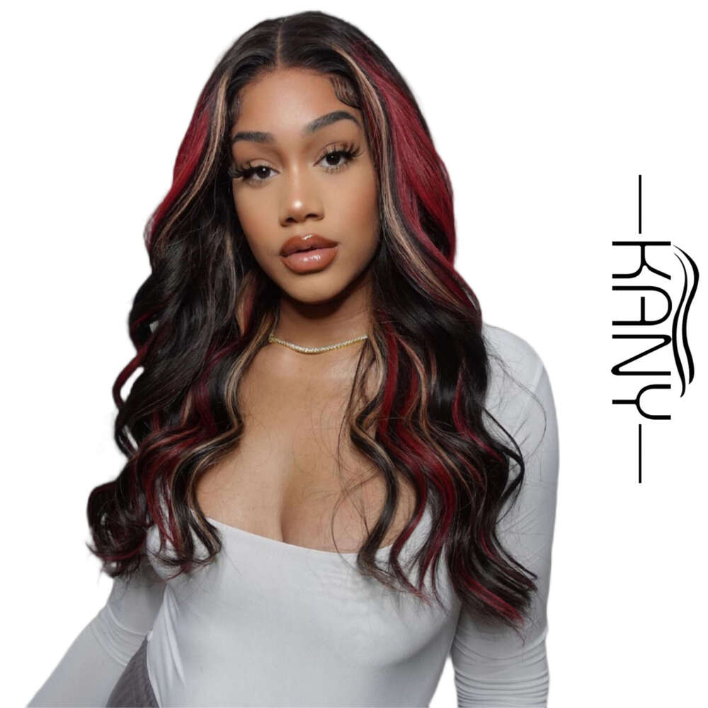 Qingdao Wig Factory Synthetic Front 13 * 4 Futura High Temperature Silk Long Curly Hair Style HD Lace Kq2 Kq2