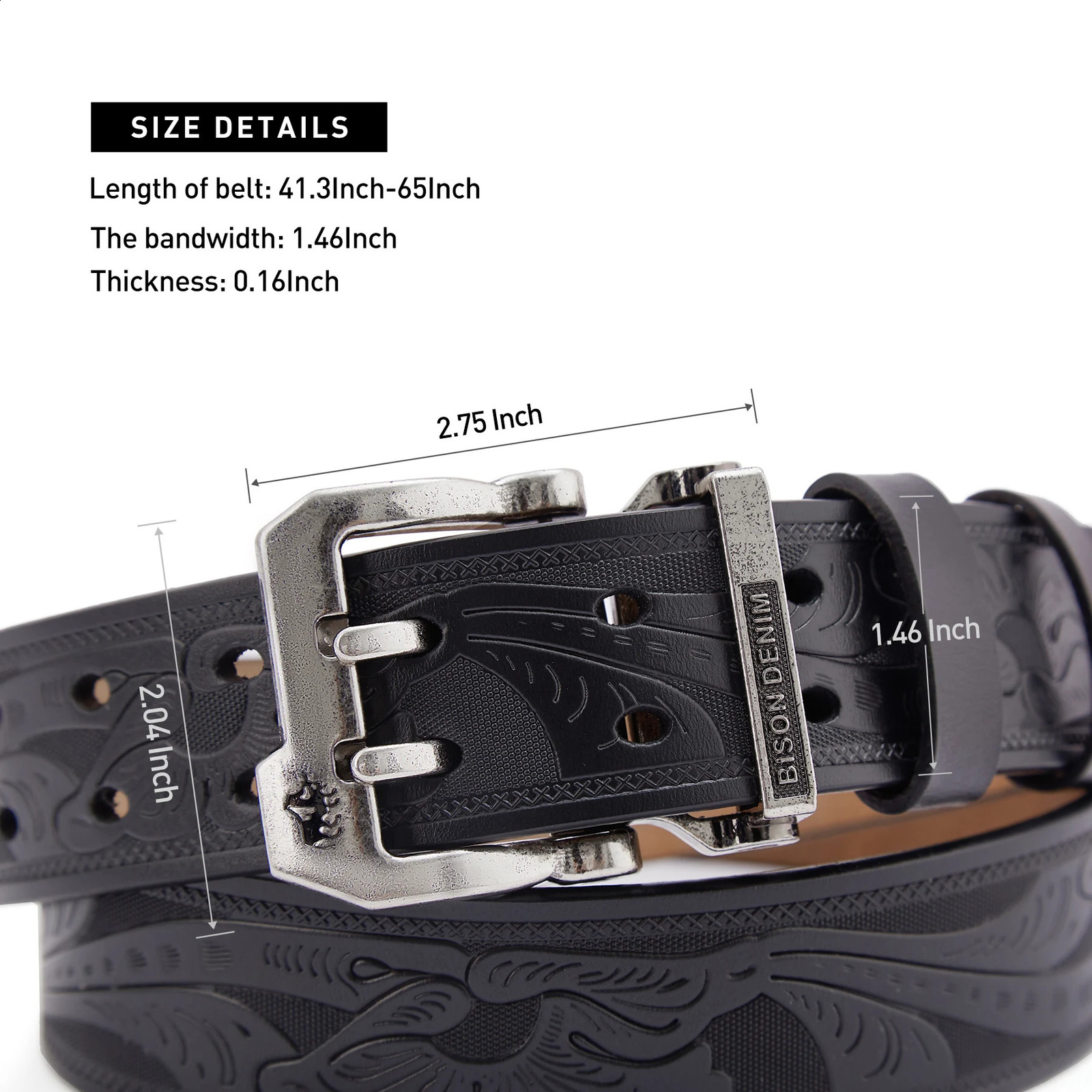 BISON DENIM Mens Belts Cow Split Genuine Leather Pin Buckle Business Waist Straps Retro Pin Buckle Fancy Male Belt For Jeans 241227