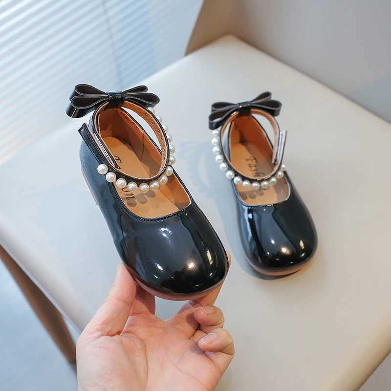Spring Girls Mary Janes Beading Ankle-strap New Children Princess Shoe Patent Leather Four Colors Round Toe Kids Flats 23-35 W241228