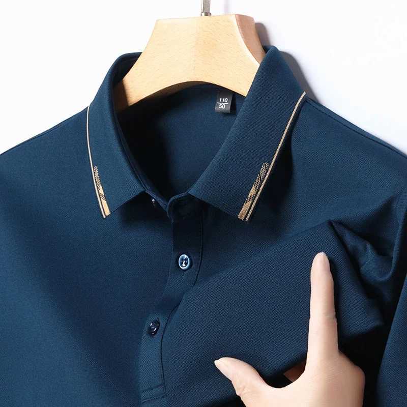 2024 mens solid color cotton business casual shirt shirt summer fashion short sleeved comfortable breathable top X241228