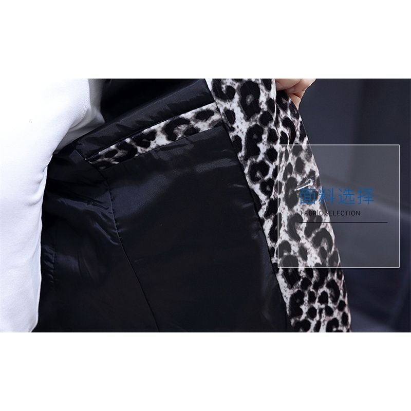 HOO L Mens Casual Thin Handmade Slim Leopard Print Jacket 241227