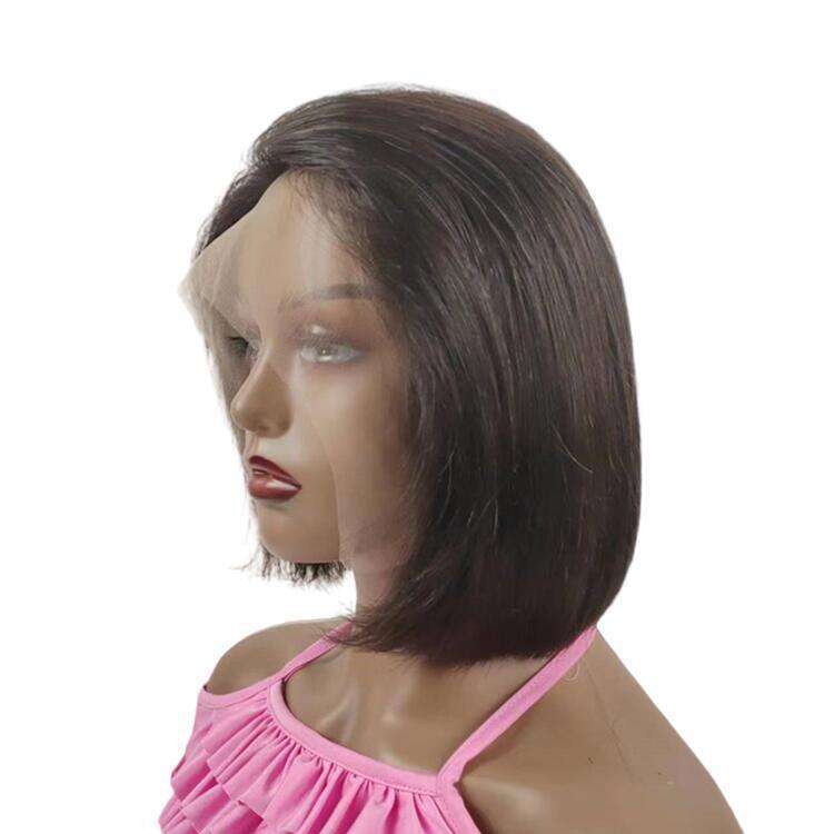 Female Wig Real Hair Short Straight Front 13X4x1 Off Center Bob Lace Frontai Wigs Kq2 Kq2
