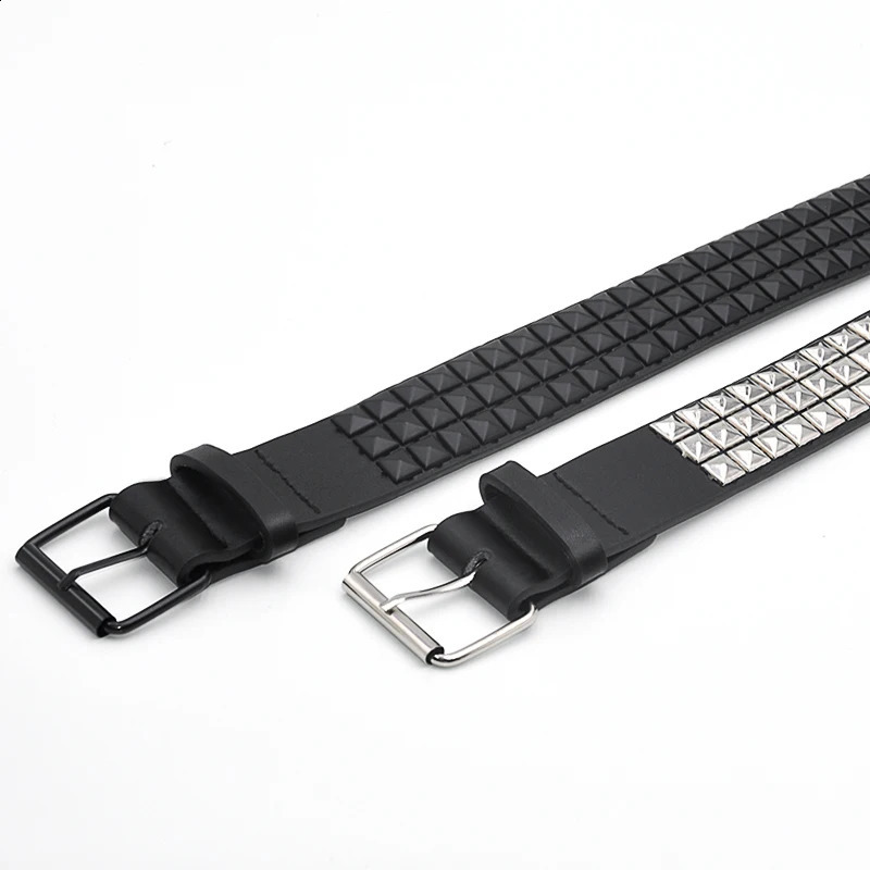 Pyramid Fashion Rivet Belt Men Womens Studded Punk Rock With Pin Buckle Drop Black 241225