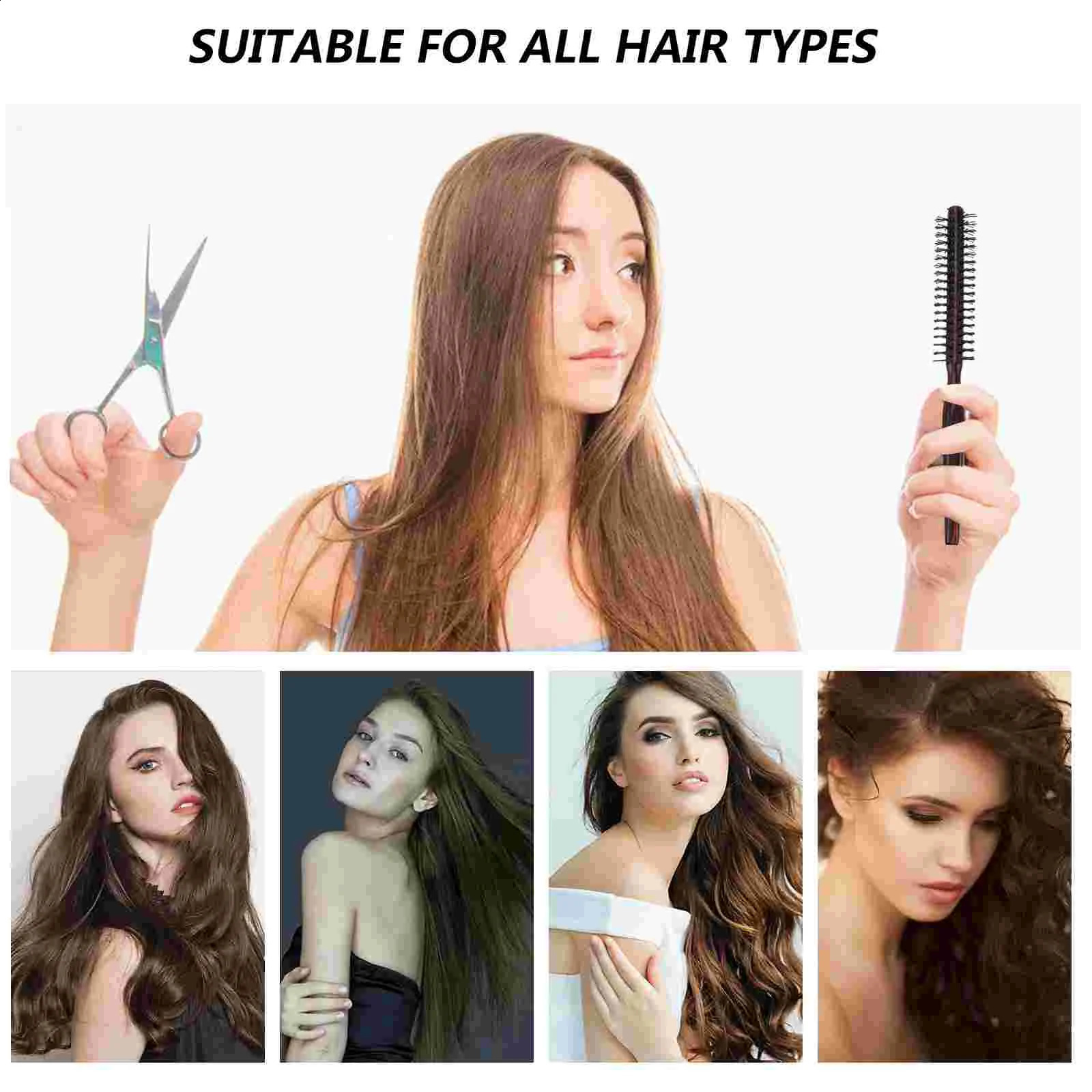Wood Round Hair Brush Professional Hairstyling Comb 3pcs Hair Styling Comb Barber Curly Hair Brush Wood Handle Rolling Comb 250103