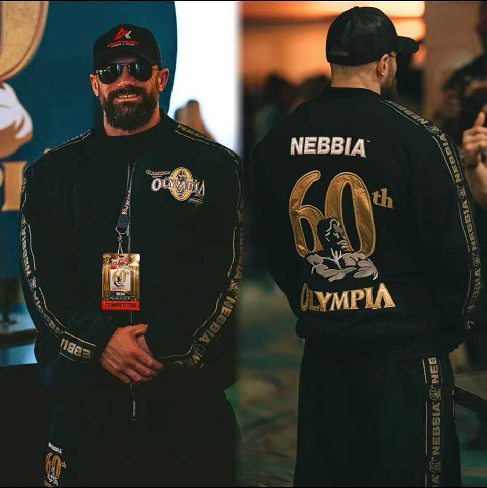 2024 Latest 60th Anniversary Olympia Embroidered Hoodie Sweater Fitness Bodybuilding Athlete X241228