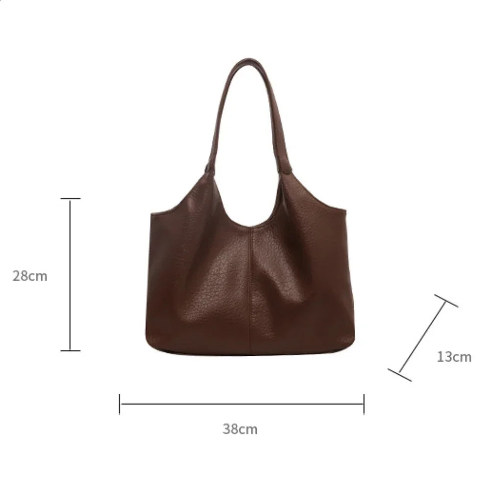 Fashion Retro Leather Tote Bags for Women Trend Female Simple Large Capacity Shoulder Bag Big Solid Color Handbags Purse 241227