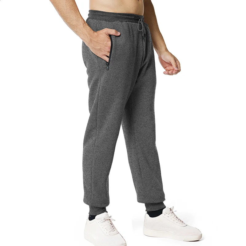 Sweatpants Side Zipper Pockets Men Joggers Track Pants Elastic Waist Sport Casual Trousers Baggy Fitness Gym Clothing 241226