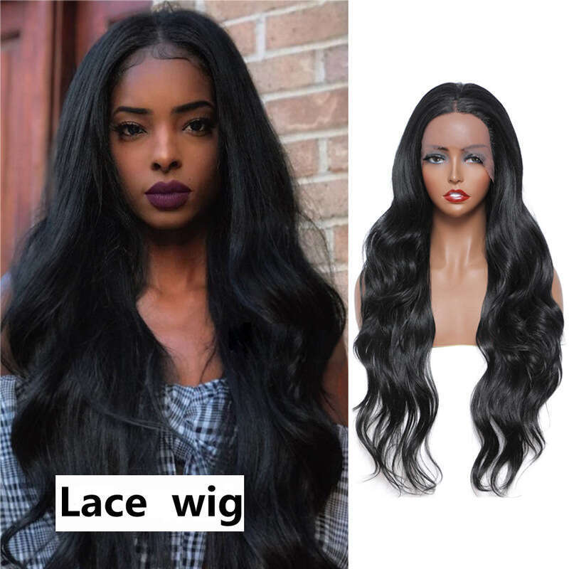Fashionable Wig Women's Front Lace Black Wave Hair Head Cover Big Curly Wigs Kq2 Kq2