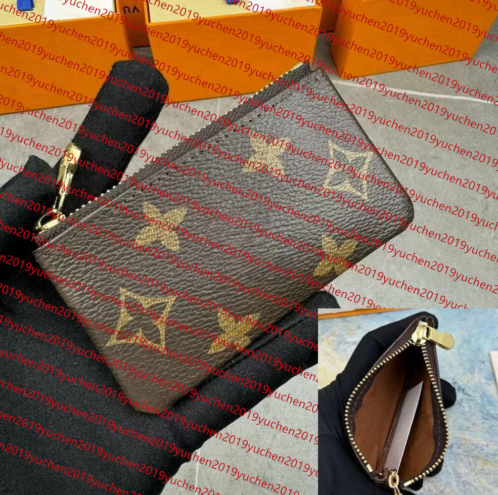 Womens card holder small zippy wallets key coin purse Brown flower M62650 poke keychain Genuine Leather luxury mens Designer wallet Coin Purses Key pouch CardHolder