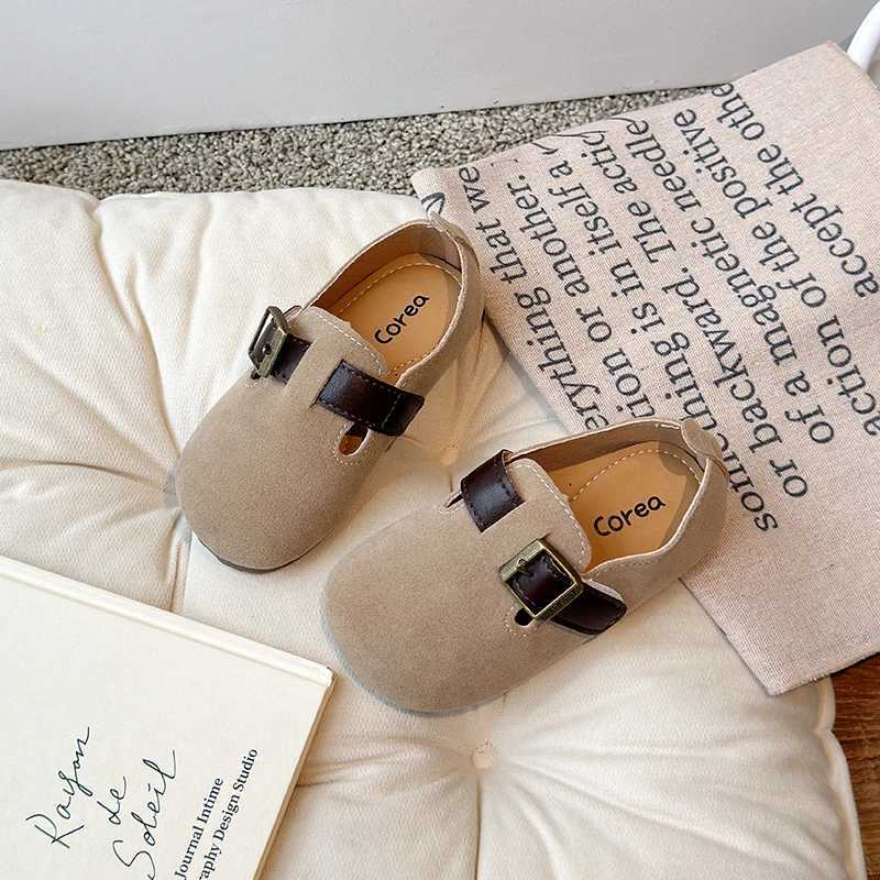 Childrens Apartment Fashion Childrens Casual Soft Leather Shoes Korean Retro Soft Lace Buckle Princess Breathable Womens Shoes W241228