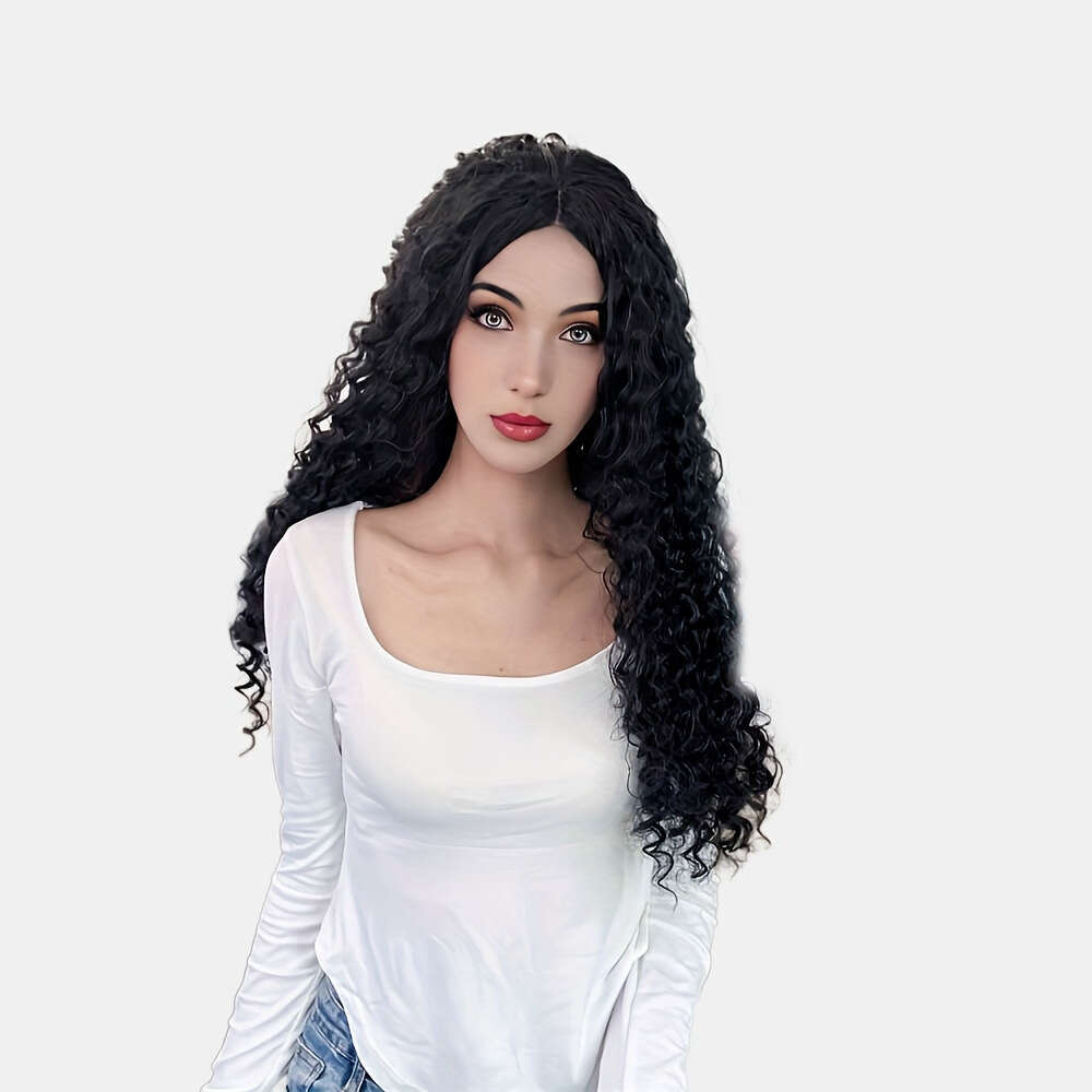 New Women's Wig, Fashionable Black Front Lace Small Curly Long Hair Headband Kq2 Kq2