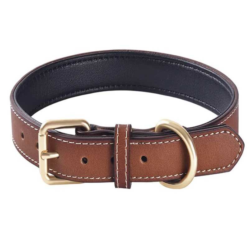 Leather filled dog collar is a comfortable sturdy and soft collar suitable for small and large breeds of dogs brown in color M241228