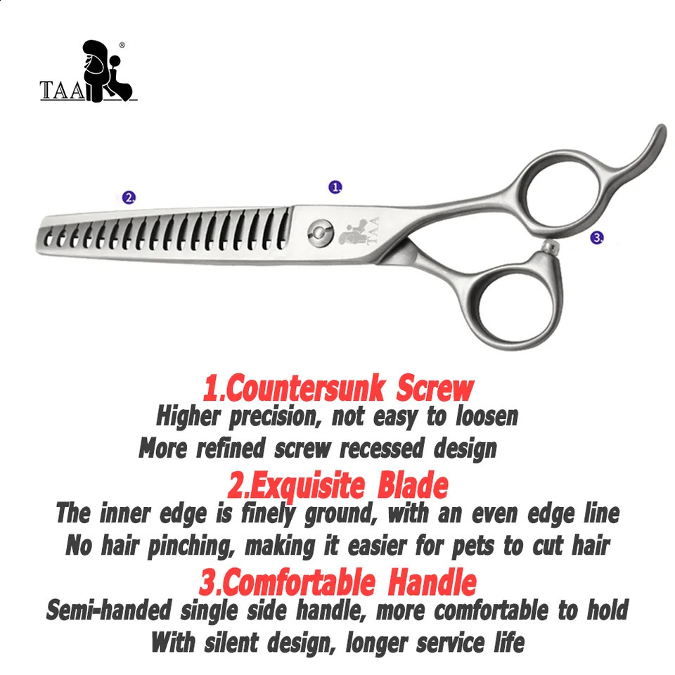 TAA Grooming Dog Scissors Pet Professional Scissors Fish Bone Serrated 440C Alloy Steel Scissors for Dogs Cat Pets Hair Cutting 241224