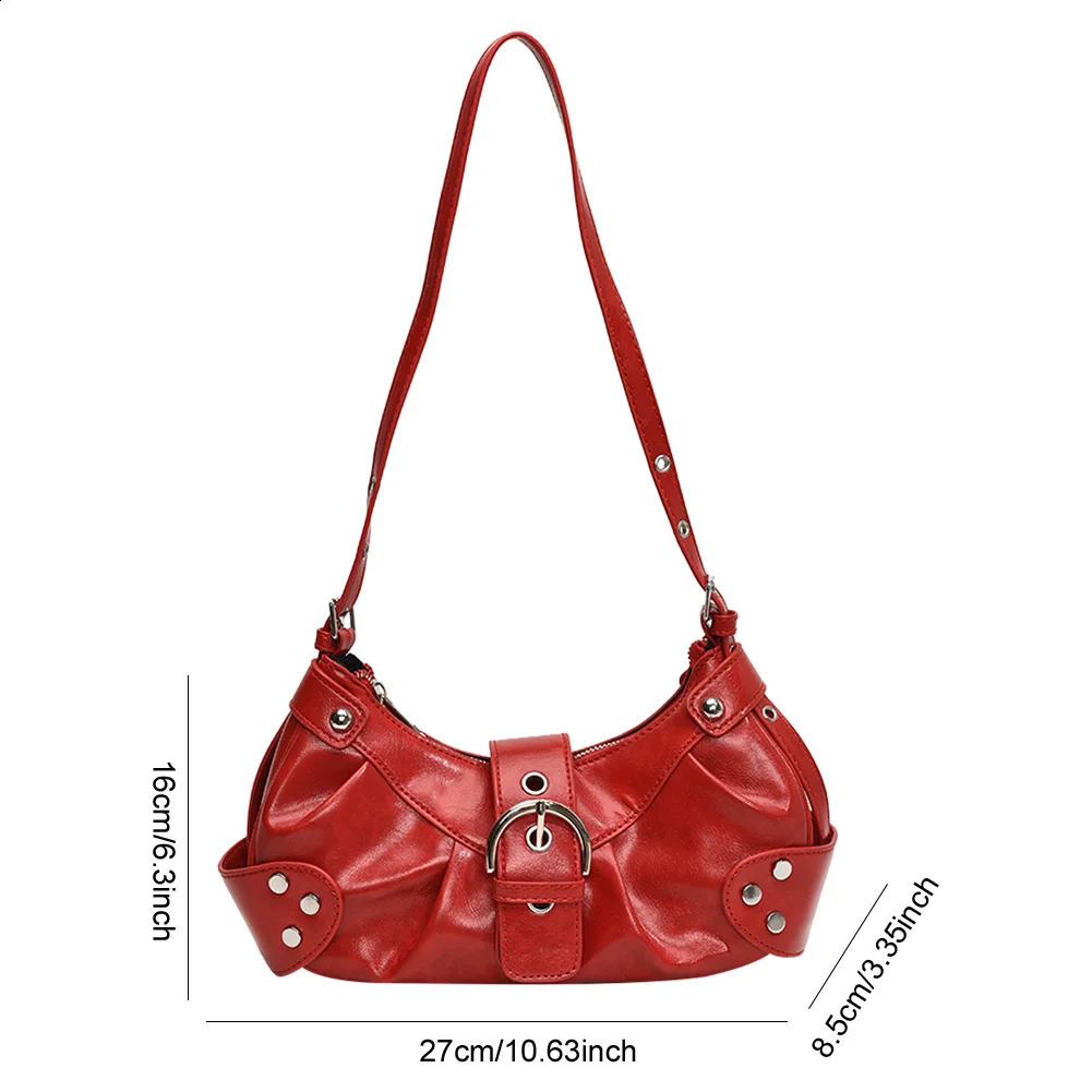 Y2K Red Bag Purse for Women Handbag Shoulder Bags Girls Punk Clutch Purses Retro Top Handle Bag Womens Bag 241228