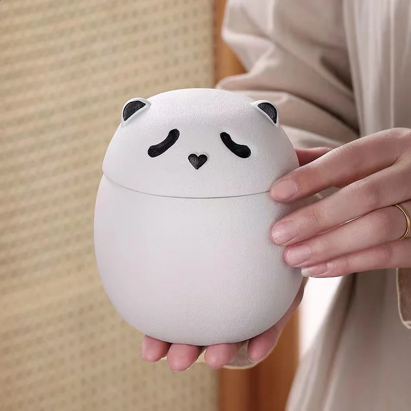 Pet Dog Urn Ashes Panda Dog Shape Memorial Cremation Urns Handcrafted Black Funeral Dog Urn 170ml 400ml 241225