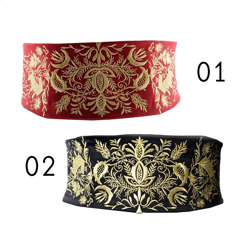 Japanese Retro Embroidered Wide Belt Cummerbunds Kimono Dress Decor Belt Girdle Adjustable Lady Yukata Sash Tie Waistband 241227