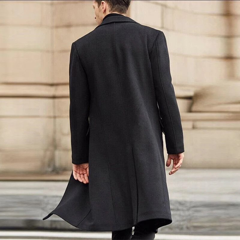 Elegant Casual Long Woolen Coat Autumn Trench Winter Clothes British Fashion Windbreaker Mens Trendy 241220