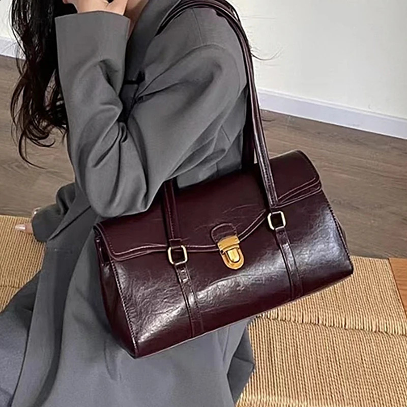 Hifashion Vintage Genuine Leather Underarm Shoulder Bags For Women 2025 Trend ner Large Capacity Tote Purse Ladies Handbags 241227