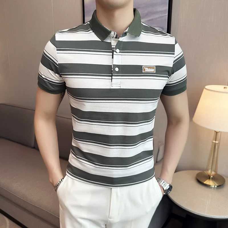 New Summer Mens Classic Striped shirt Mens Cotton Short Sleeve Embroidered Business Casual Hot shirt Shirt Mens S-4XL X241228