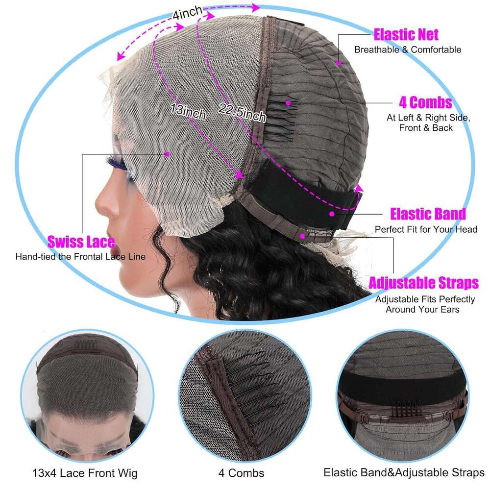 13 * 4 Front Lace Hair Headband, Deep Wave DEEP Real Wig New Product Kq1 Kq1
