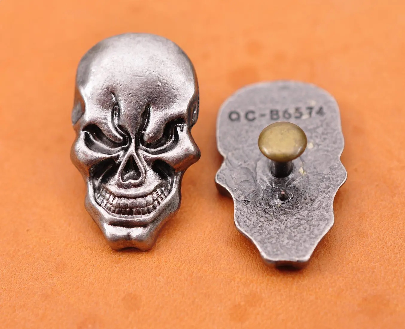 10X Heavy Antique Silver Rock Punk Motocycle Skull Skeleton Leathercraft Accessories Hardware CONCHOS Rivetback 241227