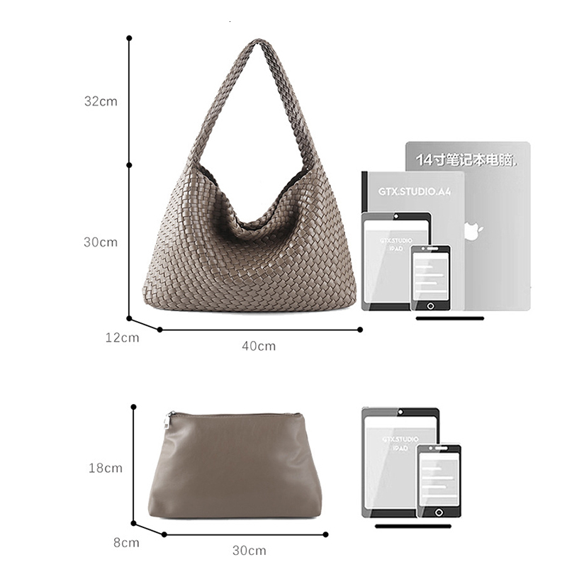 2024 New Vegan Leather Shoulder For Women Woven Soft Handmade Purses And Handbags Large Capacity Top-Handle Hobo Bag