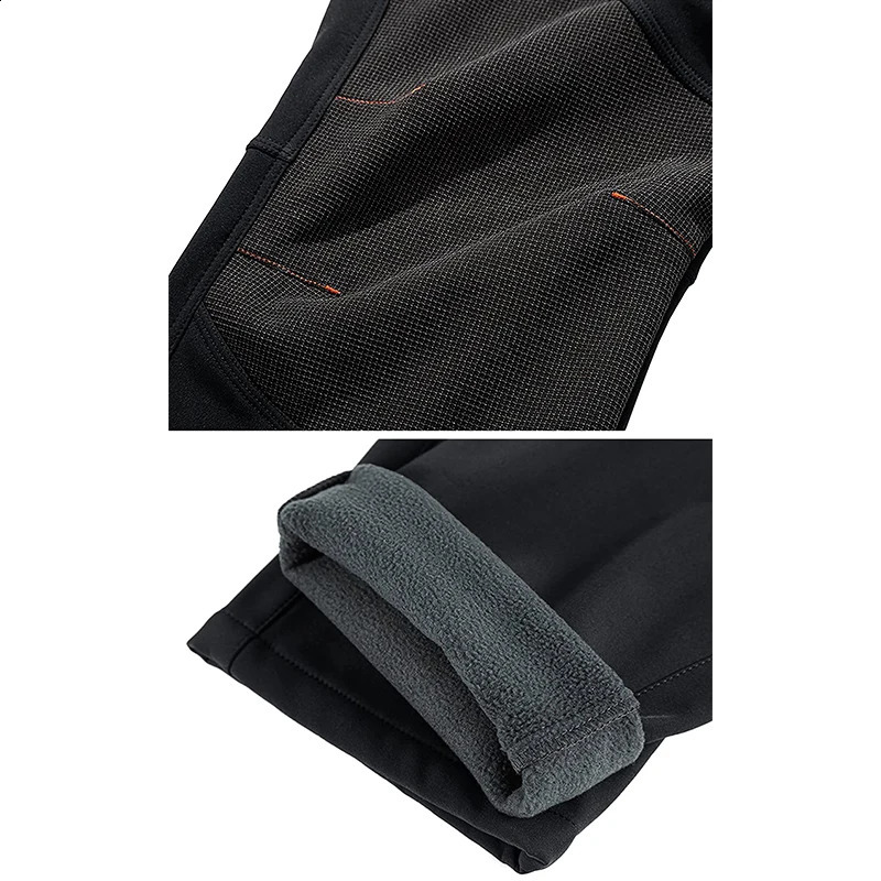MAGCOMSEN Fleece Pants Mens Snow Ski Windproof Shell Hiking with 4 Zipper Pockets Winter Waterproof Trousers 241227