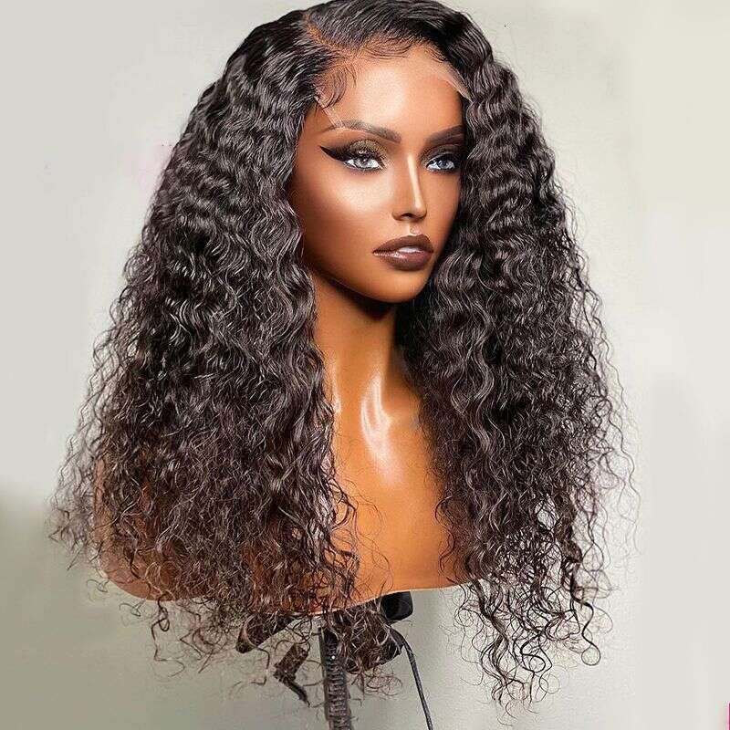 New Front Lace Mid Split Curly Fluffy Black Long Hair Women's Synthetic Headband Kq2 Kq2