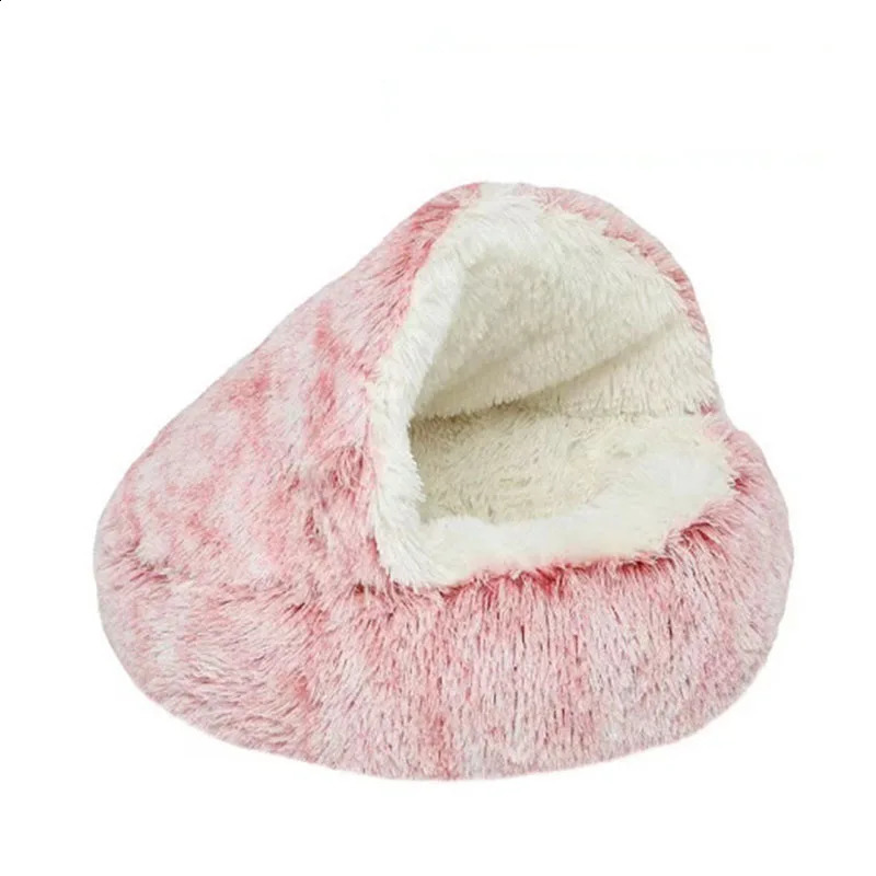 Cat Nest Accessories Round Warm Cats Bed Pet Products House Supplies Sleeping Bag Winter Long Plush Cat Stuff Bed For Small Dogs 241225