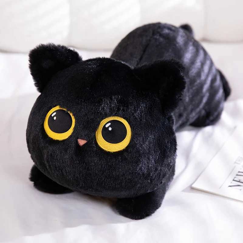 50-90cm Cute Black Cat Plush Toy Doll Kawaii Big Cuddly Pillow Cushion Ins Black Cat Plush Toy Doll For Boy Girl Brithday Gifts X241227