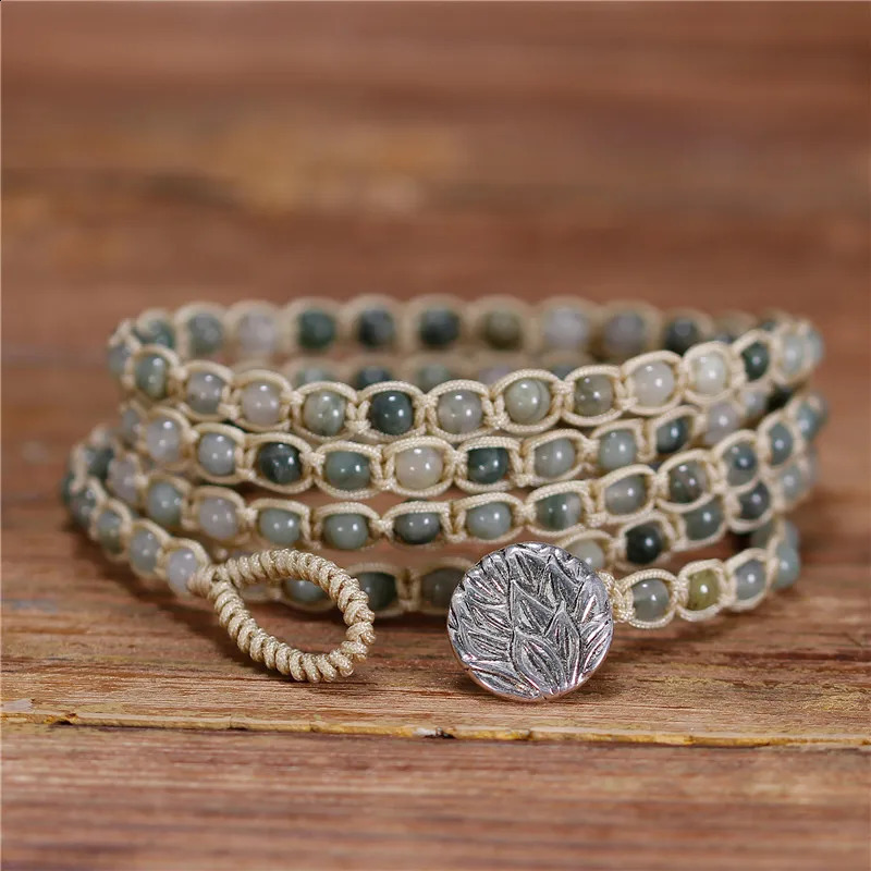 Beaded Braided Bracelets Natural Stones 5X Strands Wrap Bracelets Vintage Woven Stackable Bracelet Yoga Handmade Lover Bracelet 241227